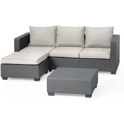 Allibert Salta 3-Sitzer Loungeset 3-teilig mit Hocker und Tisch Allibert Salta 3-Sitzer Loungeset 3-teilig mit Hocker und Tisch