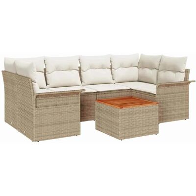 vidaXL Garten-Sofa-Set 7-Tlg Beige Poly Rattan 3347281 vidaXL Garten-Sofa-Set 7-Tlg Beige Poly Rattan 3347281