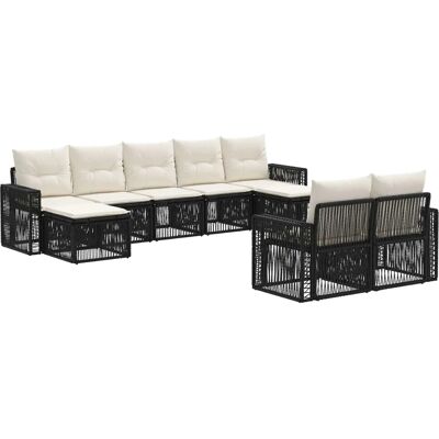 vidaXL Gartensofa-Set 9-Tlg Schwarz und Cremeweiß Poly-Rattan 3435250 vidaXL Gartensofa-Set 9-Tlg Schwarz und Cremeweiß Poly-Rattan 3435250