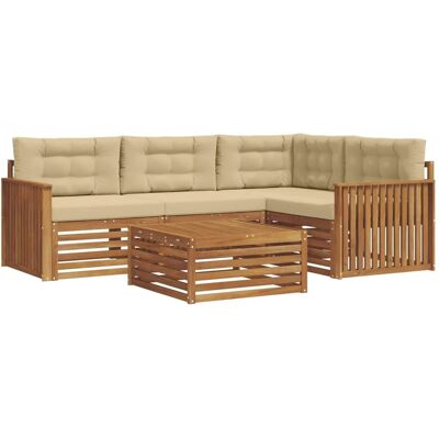 vidaXL Outdoor-Sofagarnitur mit Kissen 5-Tlg Natur und Beige 3373418 vidaXL Outdoor-Sofagarnitur mit Kissen 5-Tlg Natur und Beige 3373418