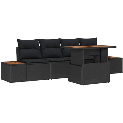 vidaXL Garten-Sofa-Set mit Speicher 5-Tlg Schwarz Poly Rattan 3358757 vidaXL Garten-Sofa-Set mit Speicher 5-Tlg Schwarz Poly Rattan 3358757