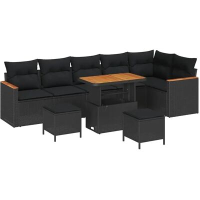 vidaXL Garten-Sofa-Set mit Kissen 9-Tlg Schwarz Poly Rattan 3363064 vidaXL Garten-Sofa-Set mit Kissen 9-Tlg Schwarz Poly Rattan 3363064