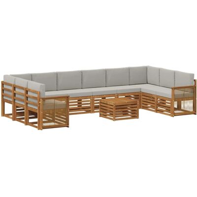 vidaXL Outdoor-Sofagarnitur mit Kissen 8 Stk Natur und Hellgrau 3384927 vidaXL Outdoor-Sofagarnitur mit Kissen 8 Stk Natur und Hellgrau 3384927