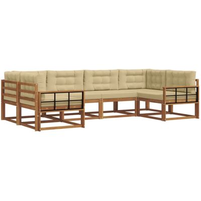 vidaXL Outdoor-Sofagarnitur mit Kissen 6-Tlg Natur und Beige 3368081 vidaXL Outdoor-Sofagarnitur mit Kissen 6-Tlg Natur und Beige 3368081
