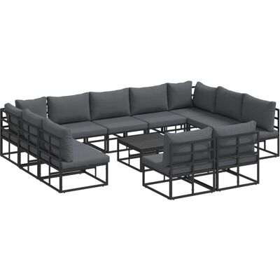 vidaXL Garten-Sofa-Set mit Kissen 12-Tlg Schwarz Aluminium 3378917 vidaXL Garten-Sofa-Set mit Kissen 12-Tlg Schwarz Aluminium 3378917