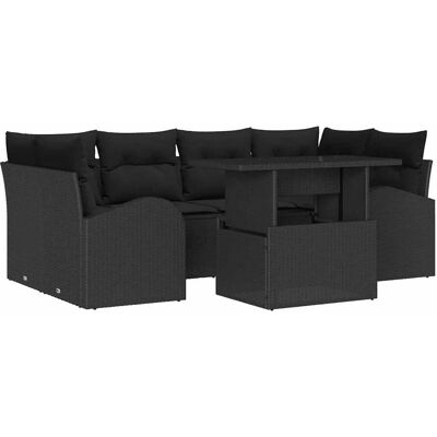 Gartenmöbel-Set - 7-teilig, Schwarz, Modernes Outdoor-Möbel Gartenmöbel-Set - 7-teilig, Schwarz, Modernes Outdoor-Möbel