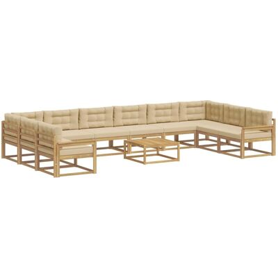vidaXL Outdoor-Sofagarnitur mit Kissen 11 Stk Weiß und Beige 3387132 vidaXL Outdoor-Sofagarnitur mit Kissen 11 Stk Weiß und Beige 3387132
