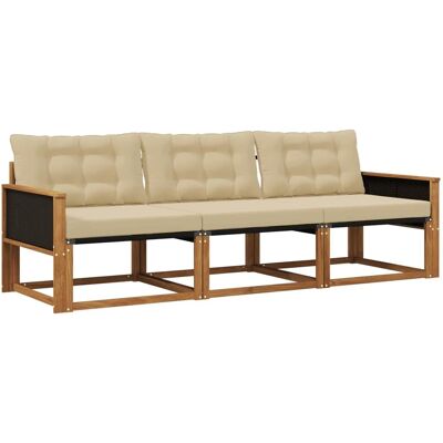 vidaXL Outdoor-Sofagarnitur mit Kissen 3 Stk Natur und Beige 3381209 vidaXL Outdoor-Sofagarnitur mit Kissen 3 Stk Natur und Beige 3381209