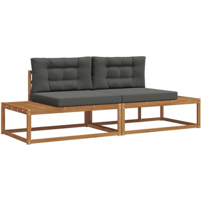 vidaXL Outdoor-Sofagarnitur mit Kissen 2 Stück Natur und Anthrazit 3368125 vidaXL Outdoor-Sofagarnitur mit Kissen 2 Stück Natur und Anthrazit 3368125
