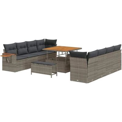 vidaXL Gartensofa-Set mit Kissen 11 Stk Grau 3363158 vidaXL Gartensofa-Set mit Kissen 11 Stk Grau 3363158