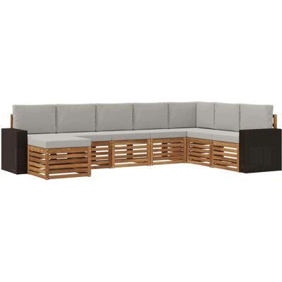 vidaXL Outdoor-Sofagarnitur mit Kissen 8 Stk Natur und Hellgrau 3384722 vidaXL Outdoor-Sofagarnitur mit Kissen 8 Stk Natur und Hellgrau 3384722