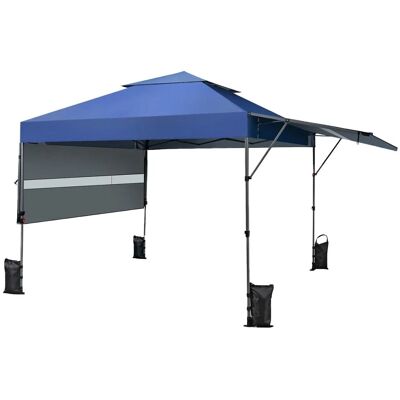 Costway 3x3m Pop Up Pavillon mit Zwei Markisen Rolltasche 4 Sandsäcke Blau Costway 3x3m Pop Up Pavillon mit Zwei Markisen Rolltasche 4 Sandsäcke Blau