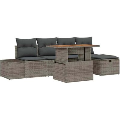 vidaXL Garten-Sofa-Set Höhenverstellbar 6-Tlg Grau Poly Rattan 3361377 vidaXL Garten-Sofa-Set Höhenverstellbar 6-Tlg Grau Poly Rattan 3361377