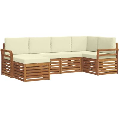 vidaXL Sofagarnituren 6 Tlg Natur und Creme Massivholz Akazie 3375090 vidaXL Sofagarnituren 6 Tlg Natur und Creme Massivholz Akazie 3375090