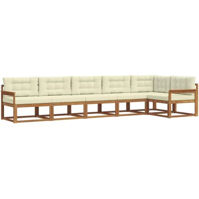 vidaXL Outdoor-Sofagarnitur mit Kissen 6-Tlg Natur und Creme 3367638 vidaXL Outdoor-Sofagarnitur mit Kissen 6-Tlg Natur und Creme 3367638