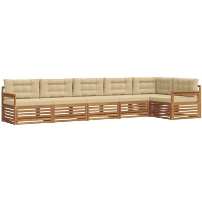 vidaXL Outdoor-Sofagarnitur mit Kissen 6-Tlg Natur und Beige 3373528 vidaXL Outdoor-Sofagarnitur mit Kissen 6-Tlg Natur und Beige 3373528