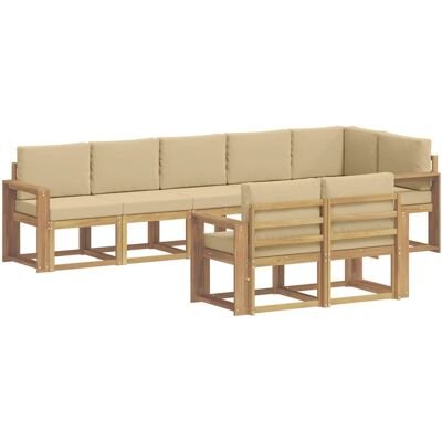 vidaXL Outdoor-Sofagarnitur mit Kissen 8-Tlg Weiß und Beige Polyester 3387812 vidaXL Outdoor-Sofagarnitur mit Kissen 8-Tlg Weiß und Beige Polyester 3387812
