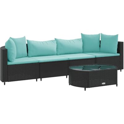vidaXL 5-tlg Garten-Sofagarnitur mit Kissen Schwarz Poly Rattan Modell 163 vidaXL 5-tlg Garten-Sofagarnitur mit Kissen Schwarz Poly Rattan Modell 163