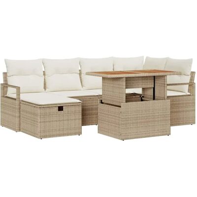 vidaXL 7-Teiliges Garten-Sofa-Set in Beige aus Poly Rattan 3361330 vidaXL 7-Teiliges Garten-Sofa-Set in Beige aus Poly Rattan 3361330