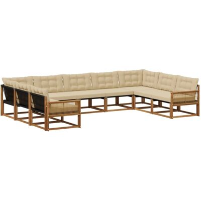 vidaXL Outdoor-Sofagarnitur mit Kissen 9 Stk Natur und Beige 3381685 vidaXL Outdoor-Sofagarnitur mit Kissen 9 Stk Natur und Beige 3381685