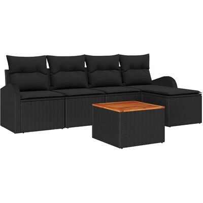 vidaXL Garten-Sofa-Set 6-Tlg Schwarz Poly Rattan 3347569 vidaXL Garten-Sofa-Set 6-Tlg Schwarz Poly Rattan 3347569