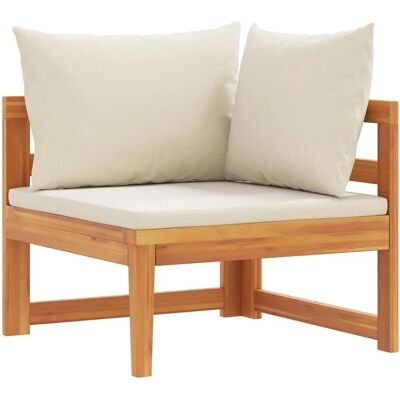vidaXL Ecksofa - Massives Akazienholz - Cremeweiße Kissen - Ecksofa vidaXL Ecksofa - Massives Akazienholz - Cremeweiße Kissen - Ecksofa