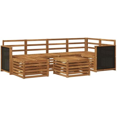 vidaXL Ecksofa Set 6 Stk Natur Massivholz Akazie 3384580 vidaXL Ecksofa Set 6 Stk Natur Massivholz Akazie 3384580