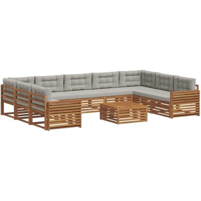 vidaXL Sofagarnituren 10 Tlg Natur und Hellgrau Massivholz Akazie 3374176 vidaXL Sofagarnituren 10 Tlg Natur und Hellgrau Massivholz Akazie 3374176