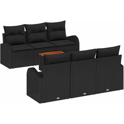 vidaXL Garten-Sofa-Set 7-Tlg Schwarz 3356196 vidaXL Garten-Sofa-Set 7-Tlg Schwarz 3356196