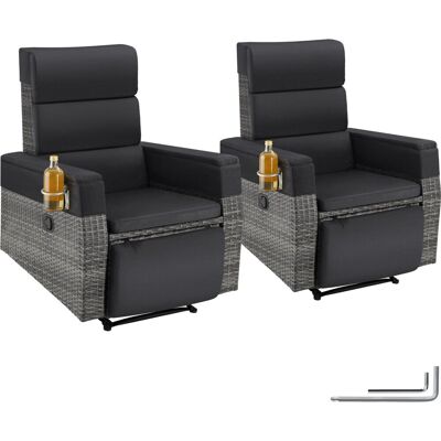 Tectake Aluminium Rattansessel Pacentro Verstellbare Rückenlehne und Fußablage Wetterfest Mit Getränkehalter 2Er Set 80 x 157 x 97 cm Grau Tectake Aluminium Rattansessel Pacentro Verstellbare Rückenlehne und Fußablage Wetterfest Mit Getränkehalter 2Er Set 80 x 157 x 97 cm Grau