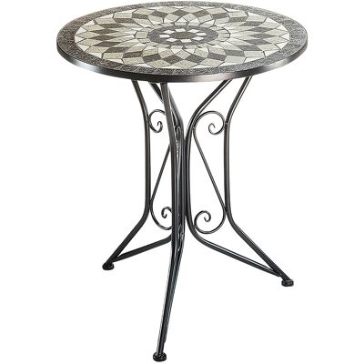Kobolo Mosaiktisch Gartentisch Tisch Metall H70 cm x D60 cm Grau Kobolo Mosaiktisch Gartentisch Tisch Metall H70 cm x D60 cm Grau
