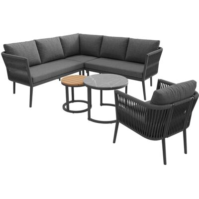 okwish Gartenlounge-Set für 5-6 Personen Outdoor Sofa Set mit Wasserfester Sitzbank Grau okwish Gartenlounge-Set für 5-6 Personen Outdoor Sofa Set mit Wasserfester Sitzbank Grau