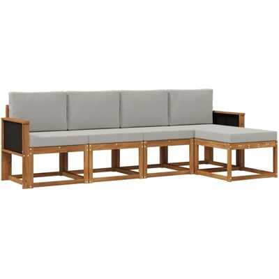 vidaXL Outdoor-Sofagarnitur 5 Stk Natur und Hellgrau Polyester 3385122 vidaXL Outdoor-Sofagarnitur 5 Stk Natur und Hellgrau Polyester 3385122