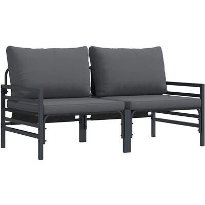 vidaXL Gartenmöbel mit Kissen 2 Stk Anthrazit 80 x 80 x 71 cm Stahl 42009984 vidaXL Gartenmöbel mit Kissen 2 Stk Anthrazit 80 x 80 x 71 cm Stahl 42009984
