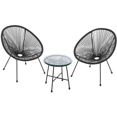 Juskys Balkonmöbel Set Ostana 3 Teilig mit Tisch und 2 Sesseln Schwarz Juskys Balkonmöbel Set Ostana 3 Teilig mit Tisch und 2 Sesseln Schwarz