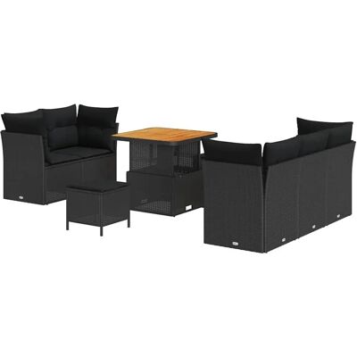 vidaXL Garten-Sofa-Set Höhenverstellbar 8-Tlg Schwarz Poly Rattan 3361424 vidaXL Garten-Sofa-Set Höhenverstellbar 8-Tlg Schwarz Poly Rattan 3361424
