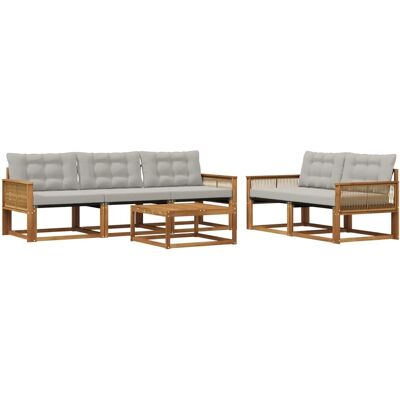 vidaXL Outdoor-Sofagarnitur mit Kissen 6 Stk Natur und Hellgrau 3381251 vidaXL Outdoor-Sofagarnitur mit Kissen 6 Stk Natur und Hellgrau 3381251