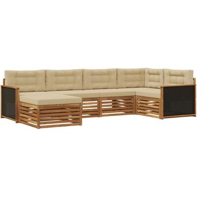 vidaXL Outdoor-Sofagarnitur mit Kissen 6 Stk Natur und Beige 3383556 vidaXL Outdoor-Sofagarnitur mit Kissen 6 Stk Natur und Beige 3383556