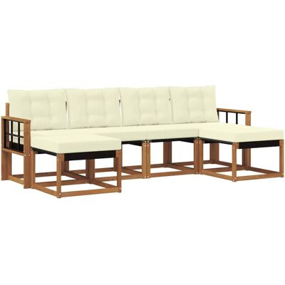 vidaXL Outdoor-Sofagarnitur mit Kissen 6-Tlg Natur und Creme 3368933 vidaXL Outdoor-Sofagarnitur mit Kissen 6-Tlg Natur und Creme 3368933