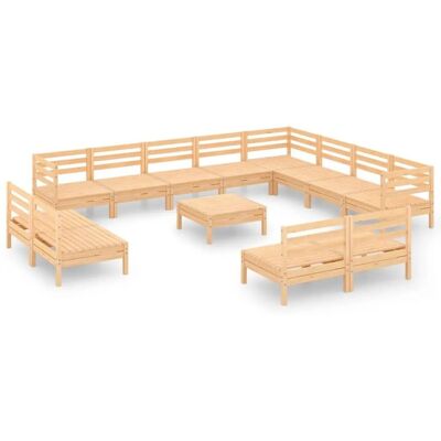 vidaXL Gartensitzgruppe Holz Outdoor Sitze 13 Stück Massives Kiefernholz vidaXL Gartensitzgruppe Holz Outdoor Sitze 13 Stück Massives Kiefernholz