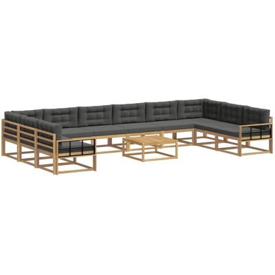 vidaXL Outdoor-Sofagarnitur mit Kissen 11 Stk Weiß und Anthrazit 3387151 vidaXL Outdoor-Sofagarnitur mit Kissen 11 Stk Weiß und Anthrazit 3387151