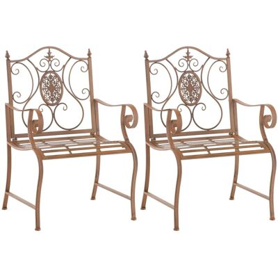 DELUKE 2er Set Gartenstühle AUSTIN Metall Antik Braun 62x53x94cm Balkonstuhl Terrasse Garten DELUKE 2er Set Gartenstühle AUSTIN Metall Antik Braun 62x53x94cm Balkonstuhl Terrasse Garten