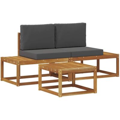vidaXL Outdoor-Sofagarnitur mit Kissen 3-Tlg Natur 3366945 vidaXL Outdoor-Sofagarnitur mit Kissen 3-Tlg Natur 3366945