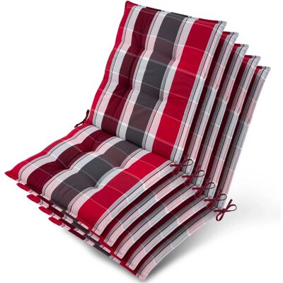 Beautissu 5x Niederlehner Sun-NL Auflage 105x50x8cm Rot-Anthrazit-Gestreift Beautissu 5x Niederlehner Sun-NL Auflage 105x50x8cm Rot-Anthrazit-Gestreift