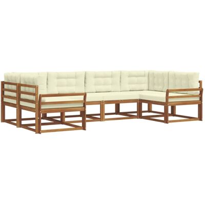 vidaXL Outdoor-Sofagarnitur mit Kissen 6-Tlg Natur und Creme 3368068 vidaXL Outdoor-Sofagarnitur mit Kissen 6-Tlg Natur und Creme 3368068