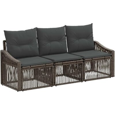 vidaXL Gartensofa-Set 3-Tlg Grau Poly-Rattan 3435923 vidaXL Gartensofa-Set 3-Tlg Grau Poly-Rattan 3435923