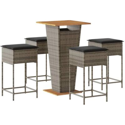 vidaXL 5-tlg Gartenbar-Set mit Kissen Grau Poly Rattan Modell 9 vidaXL 5-tlg Gartenbar-Set mit Kissen Grau Poly Rattan Modell 9