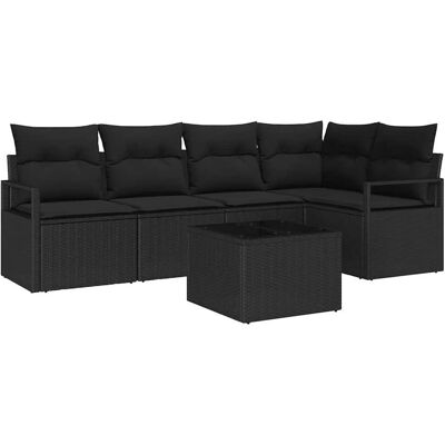 vidaXL Garten-Sofa-Set 6-Tlg Schwarz Poly Rattan 3346393 vidaXL Garten-Sofa-Set 6-Tlg Schwarz Poly Rattan 3346393