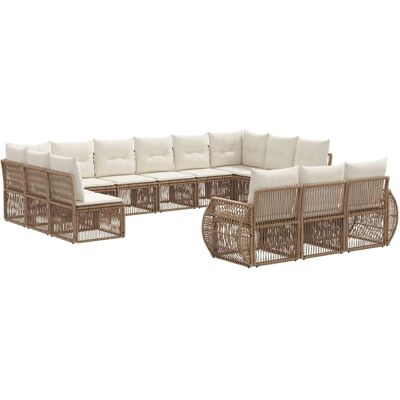 vidaXL Gartensofa-Set 13-Tlg Beige und Cremeweiß Poly-Rattan 3435570 vidaXL Gartensofa-Set 13-Tlg Beige und Cremeweiß Poly-Rattan 3435570