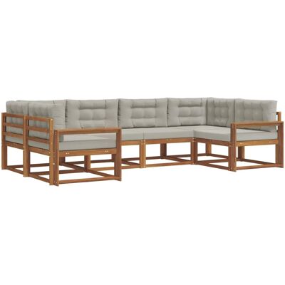 vidaXL Outdoor-Sofagarnitur mit Kissen 6-Tlg Natur und Hellgrau 3368074 vidaXL Outdoor-Sofagarnitur mit Kissen 6-Tlg Natur und Hellgrau 3368074